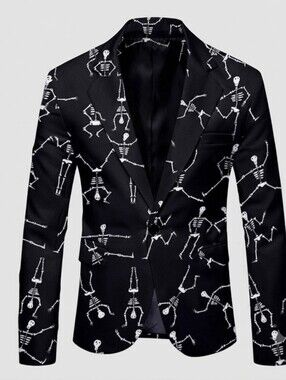 NWOT Men's Black Skeleton Print Blazer Size M/ 40R